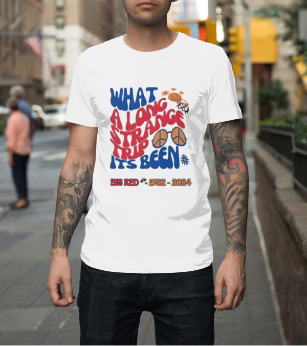Shirt: What A Long Strange Trip It's Been Big Red 1952-2024 Basketball Peace Flowers T-Shirt What A Long Strange Trip It's Been Big Red 1952-2024 Basketball Peace Flowers T-Shirt