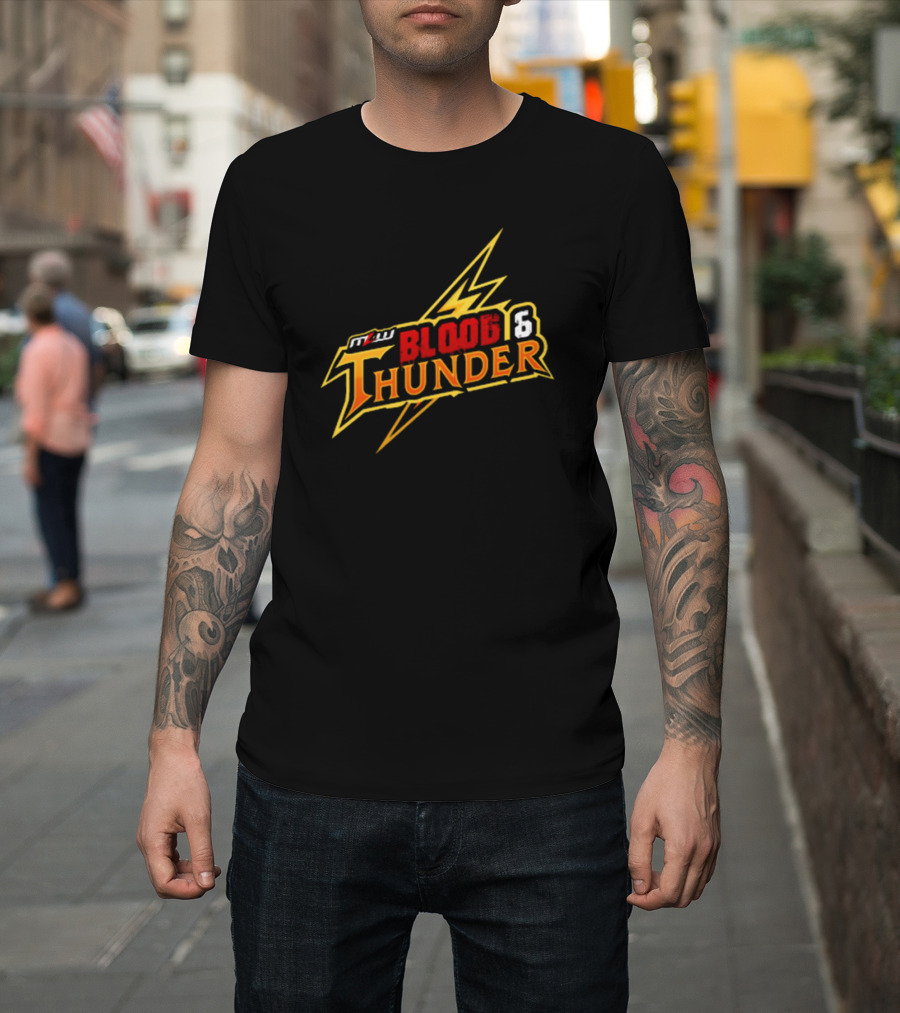 MLW Blood and Thunder 2024 Event Logo with Lightning Bolt T-Shirt