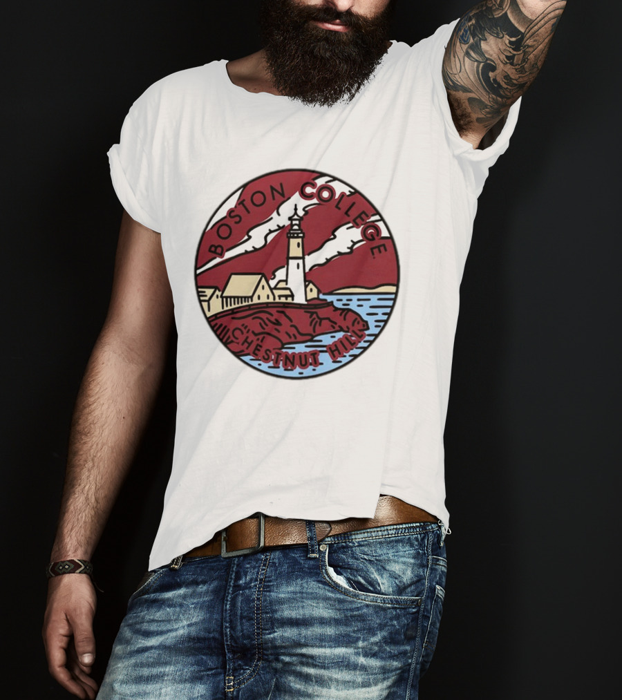 Maroon Boston College Eagles Scenic Comfort Colors Chestnut Hill Lighthouse Badge T-Shirt
