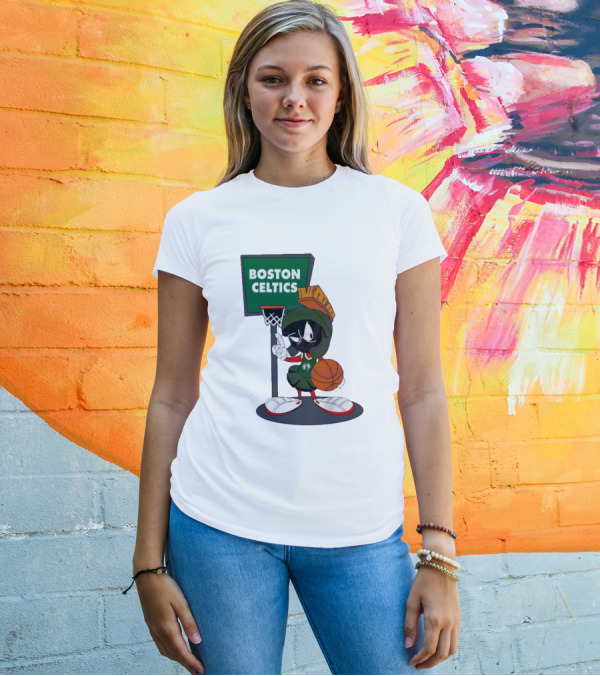 Boston Celtics Looney Tunes Marvin The Martian Basketball Hoop T-Shirt