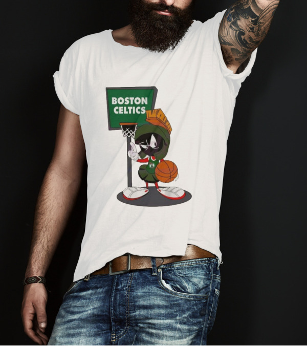 Boston Celtics Looney Tunes Marvin The Martian Basketball Hoop T-Shirt