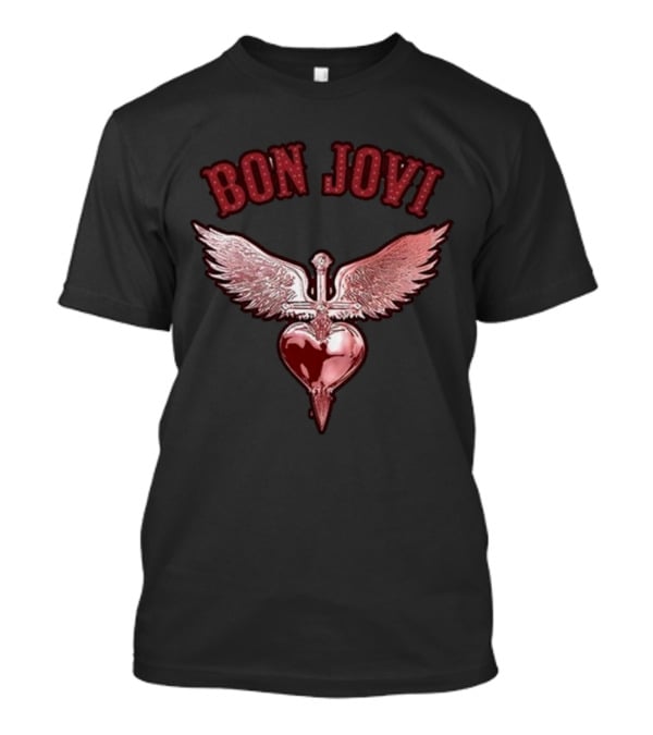 Bon Jovi Forever Red Winged Heart Dagger T-Shirt