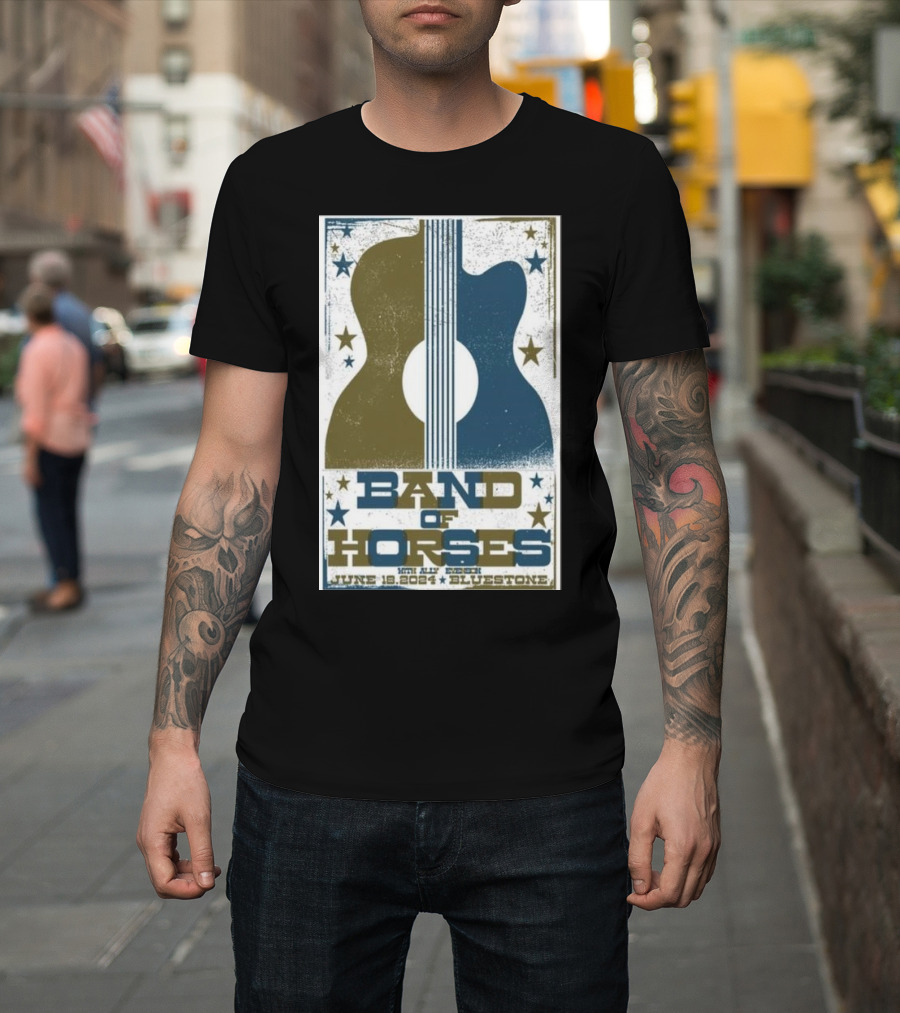 Band Of Horses June 18 2024 The Bluestone Columbus Guitar Stars T-Shirt