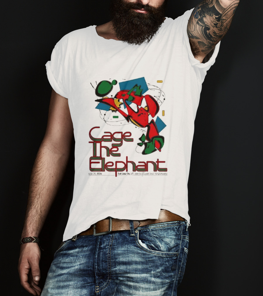 Cage The Elephant Salt Lake City Utah First Credit Union Amphitheatre June 20 Colorful Abstract T-Shirt