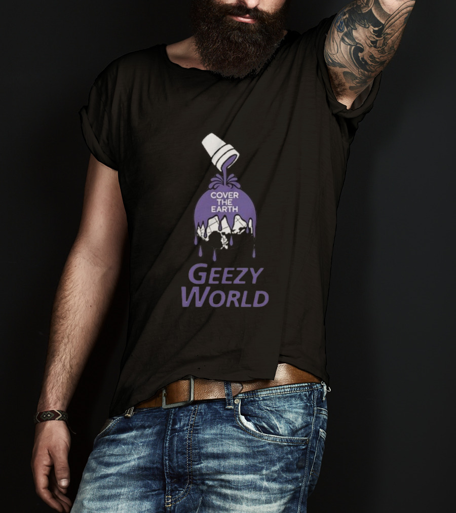 Cover The Earth Geezy World Purple Paint Cup T-Shirt