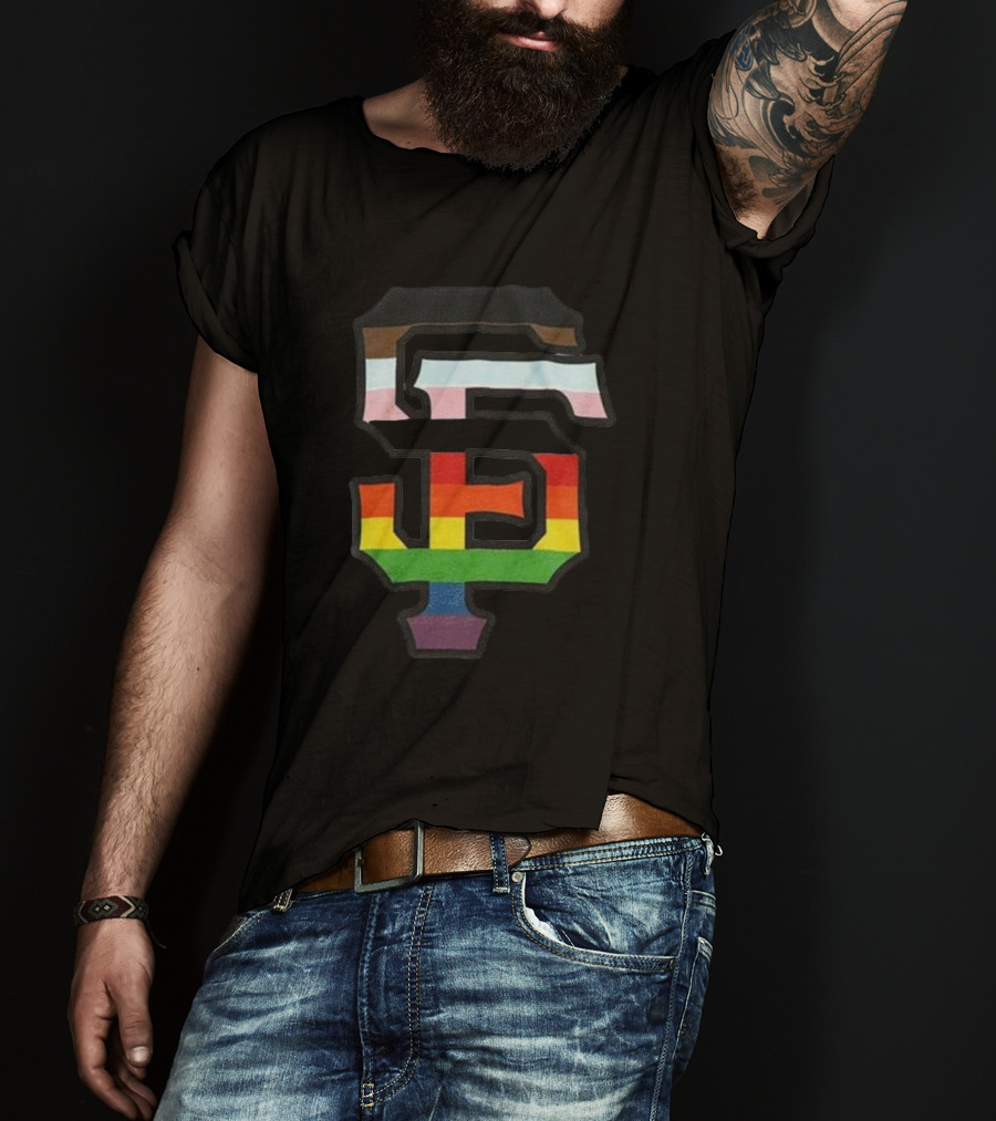 SF Giants Pride Logo With Inclusive Rainbow Colors T-Shirt