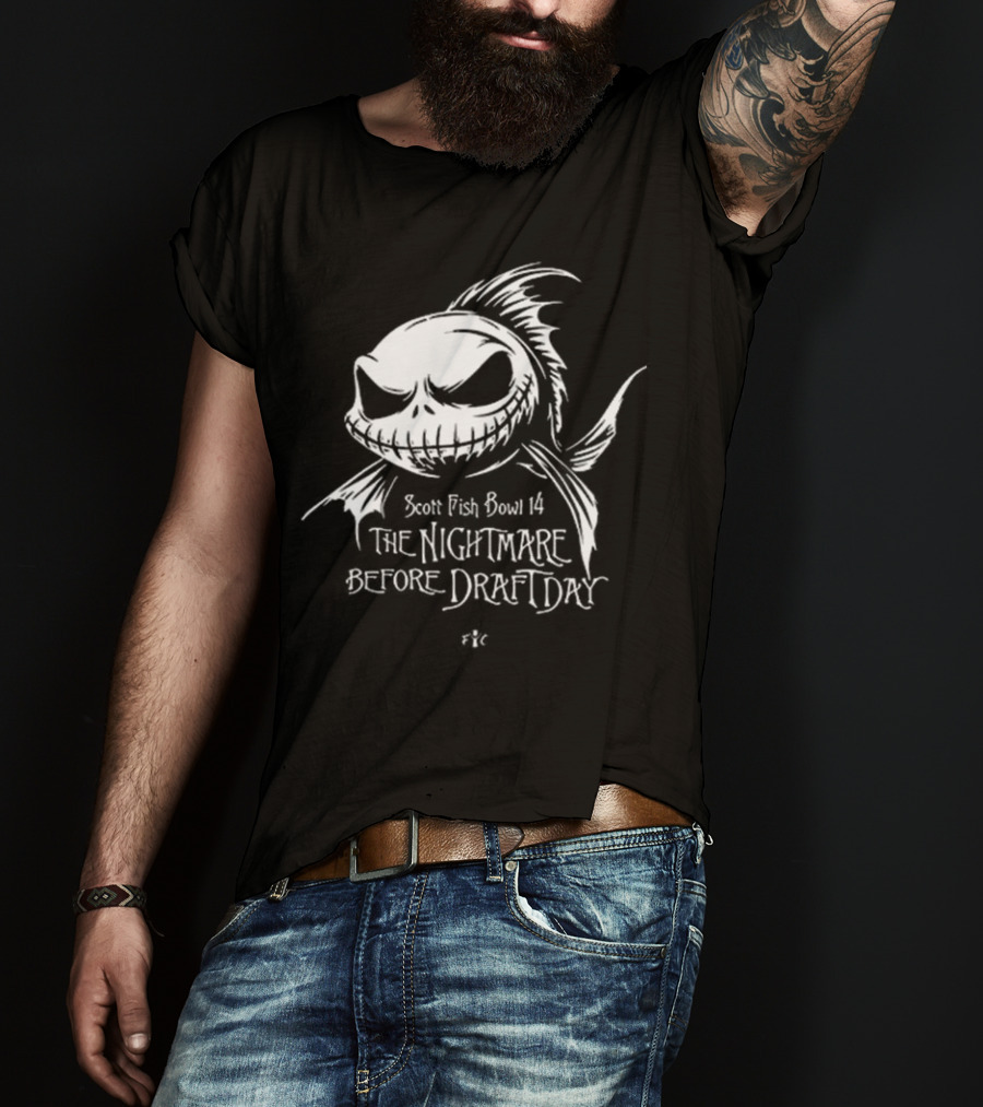 Scott Fish Bowl 14 The Nightmare Before Draft Day Jack Skellington Sketch T-Shirt