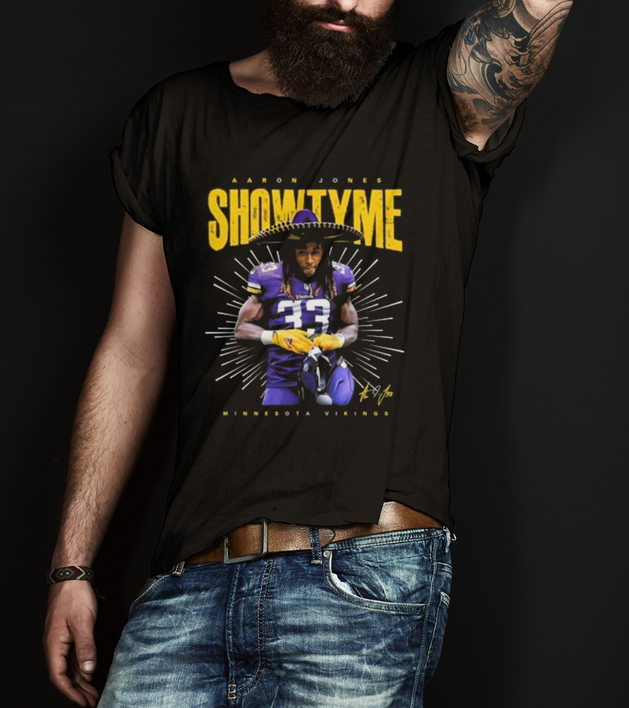 Aaron Jones Showtyme Minnesota Vikings NFL Football Signature 33 T-Shirt