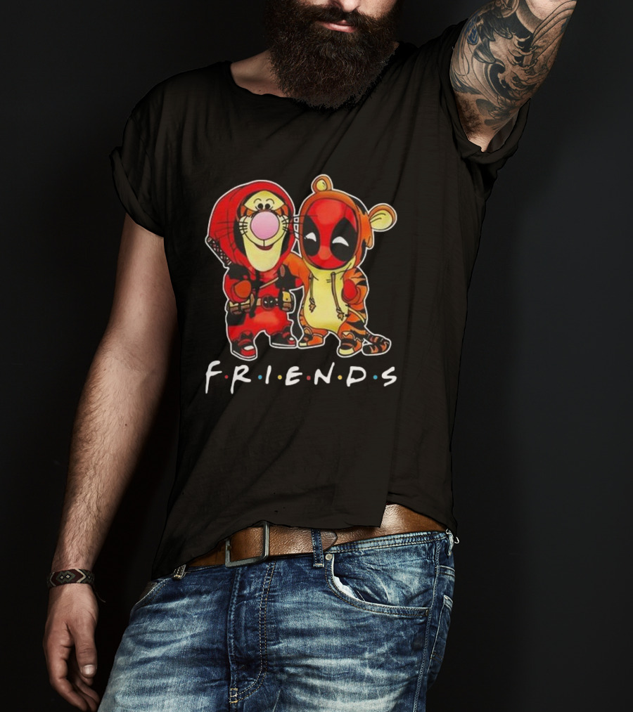 Friends Disney Winnie The Pooh Tigger And Deadpool T-Shirt