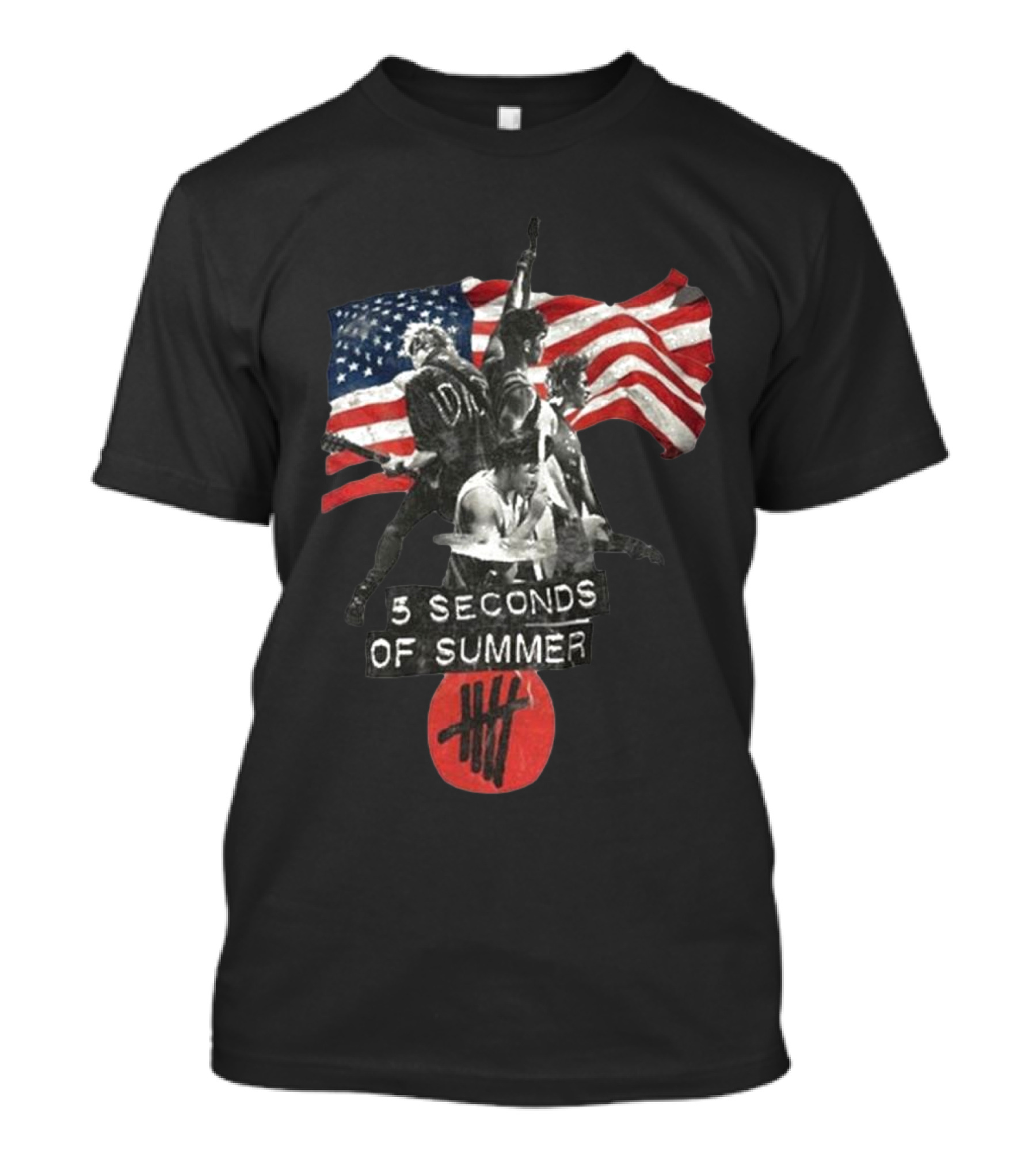 5 Seconds Of Summer American Band With Flag And Tally T-Shirt