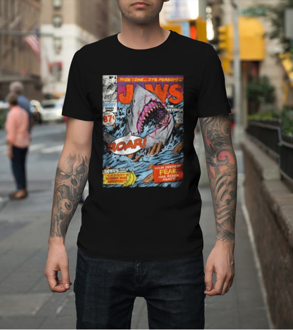 Shirt: Fright-Rags Jaws The Revenge Comic Cover Shark Roar Adventure T-Shirt Fright-Rags Jaws The Revenge Comic Cover Shark Roar Adventure T-Shirt