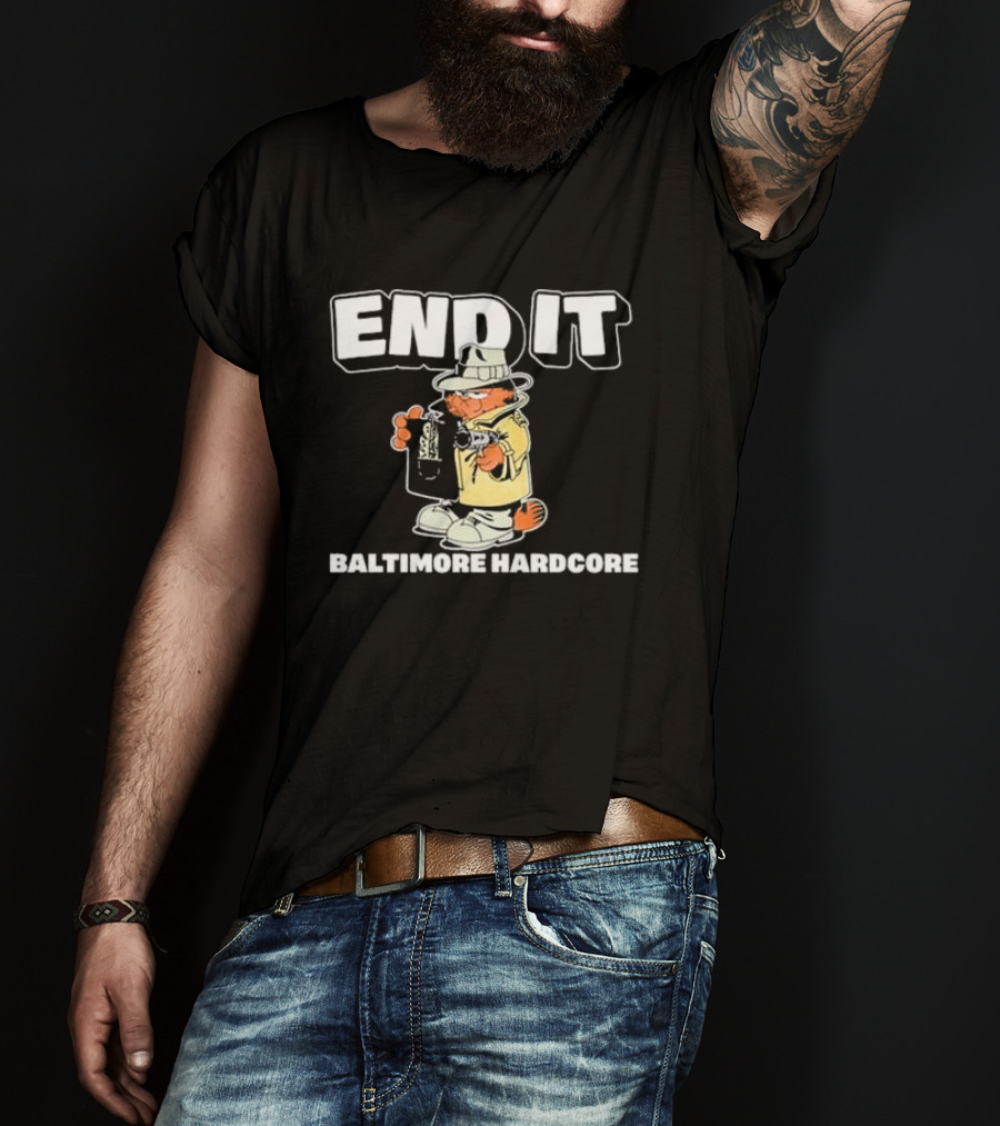 End It Baltimore Hardcore Garfield Trench Coat Detective T-Shirt