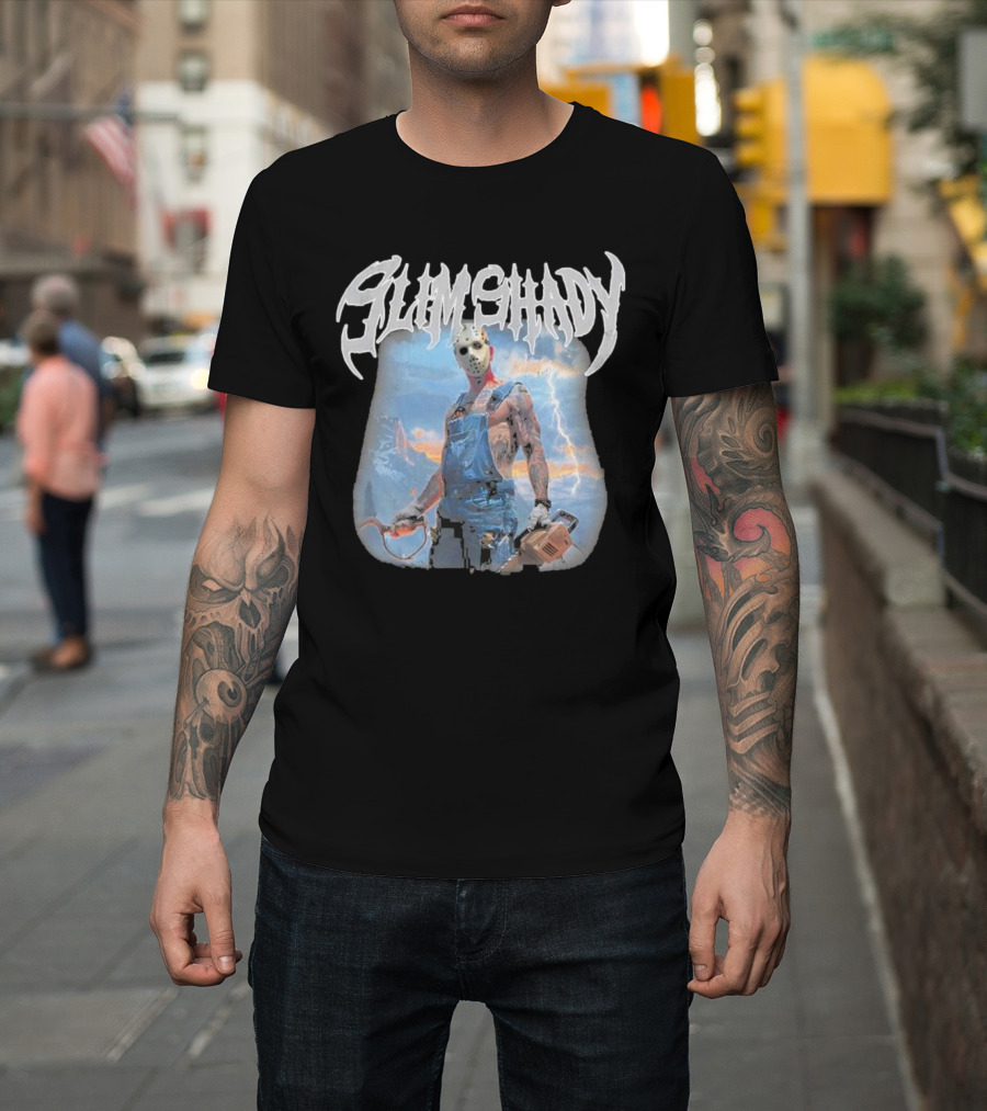 Slim Shady Eminem Chainsaw Masked Horror Character T-Shirt