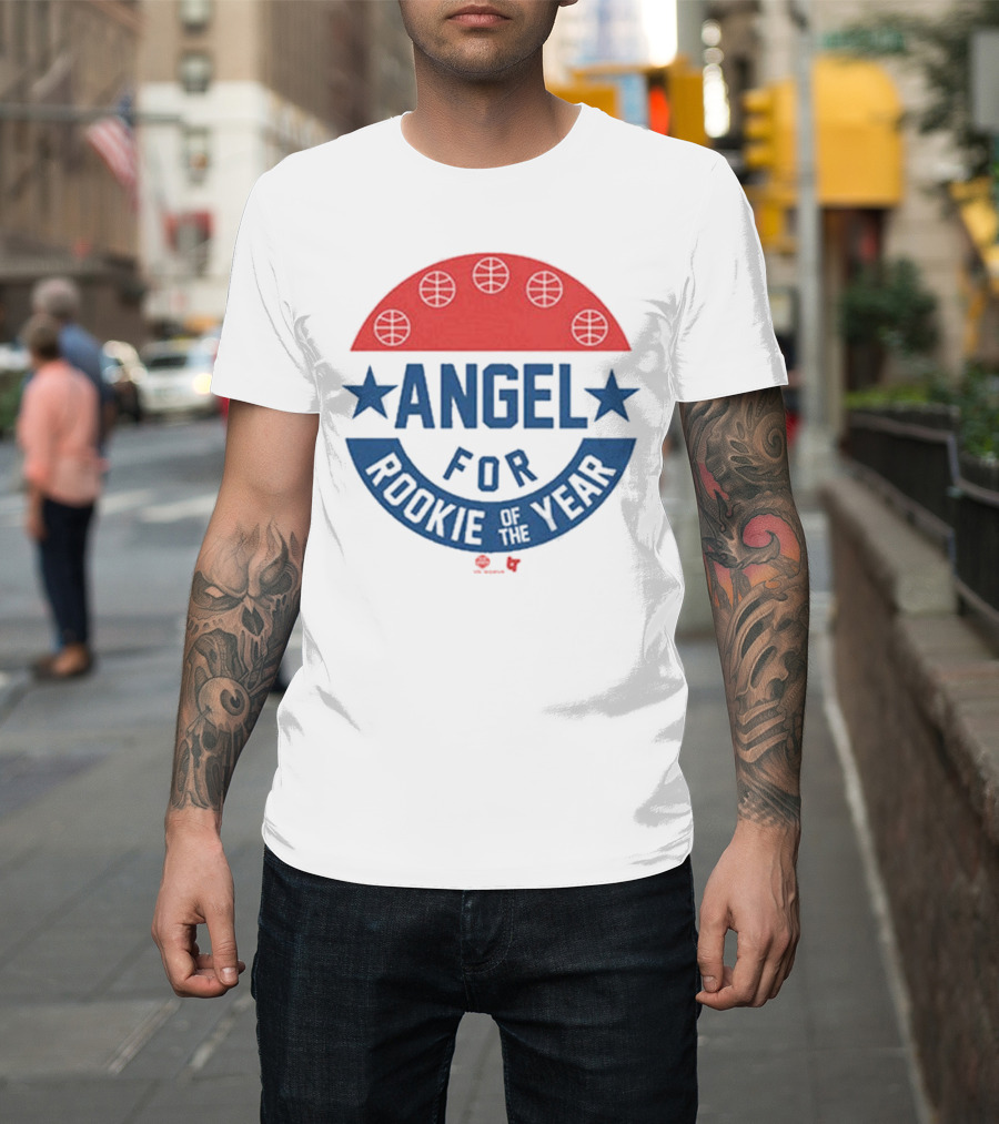 Angel Reese Basketball Icon with Stars and Rookie of the Year Message T-Shirt