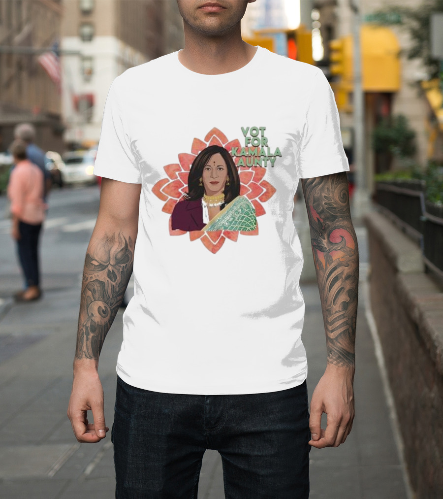 Vote For Kamala Aunty Lotus Sari Potus T-Shirt