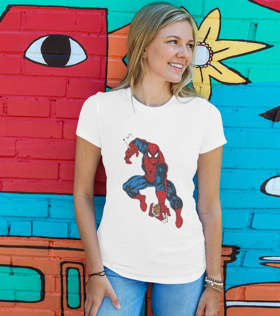 The Amazing Smokerman Comic Parody Smoking Jumping Hero T-Shirt
