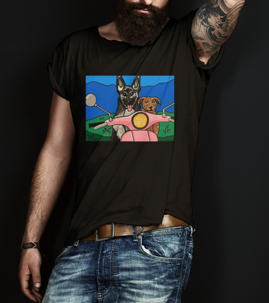 Pinkscooter Vespa Dogs Adventure T-Shirt