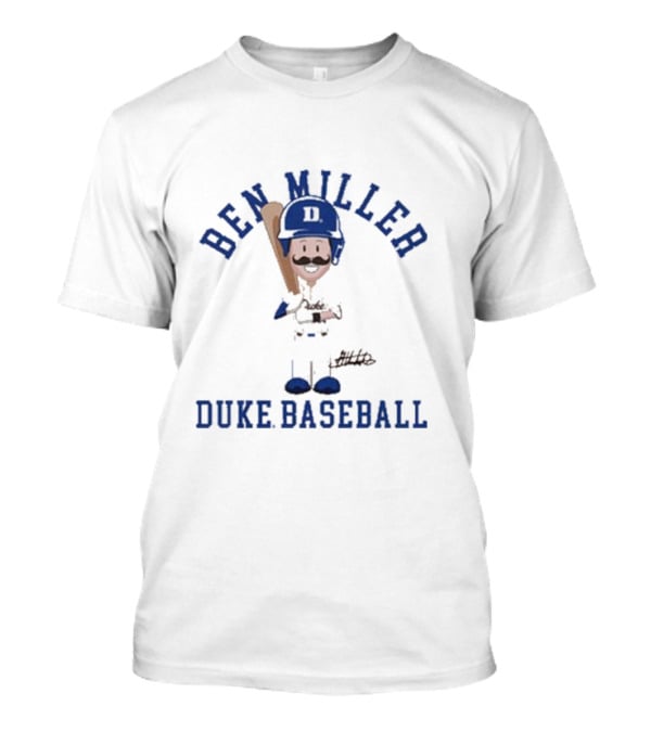 Ben Miller Duke Baseball Chibi Cartoon Signature T-Shirt