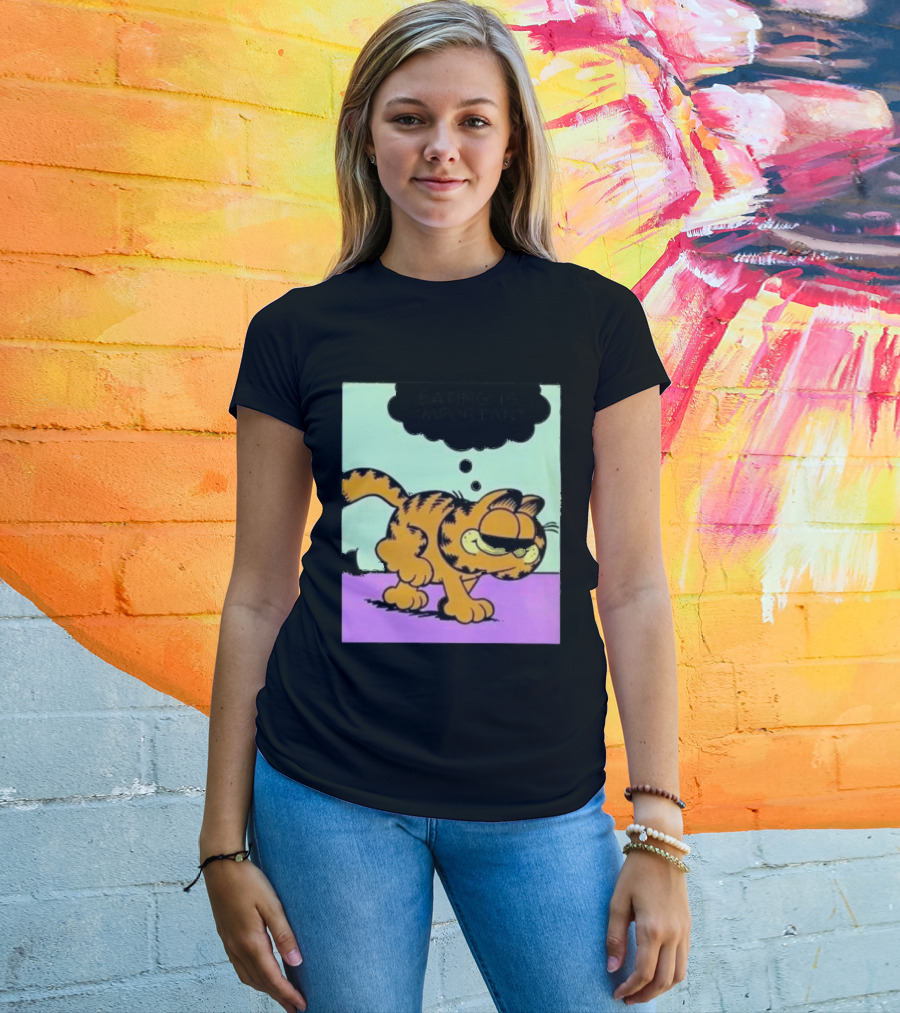 Garfield Eating Is Important Cartoon Character Comic Strip Image T-Shirt