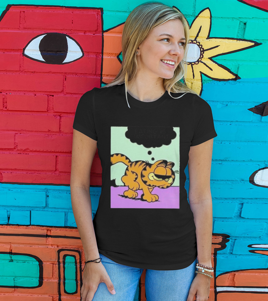 Garfield Eating Is Important Cartoon Character Comic Strip Image T-Shirt