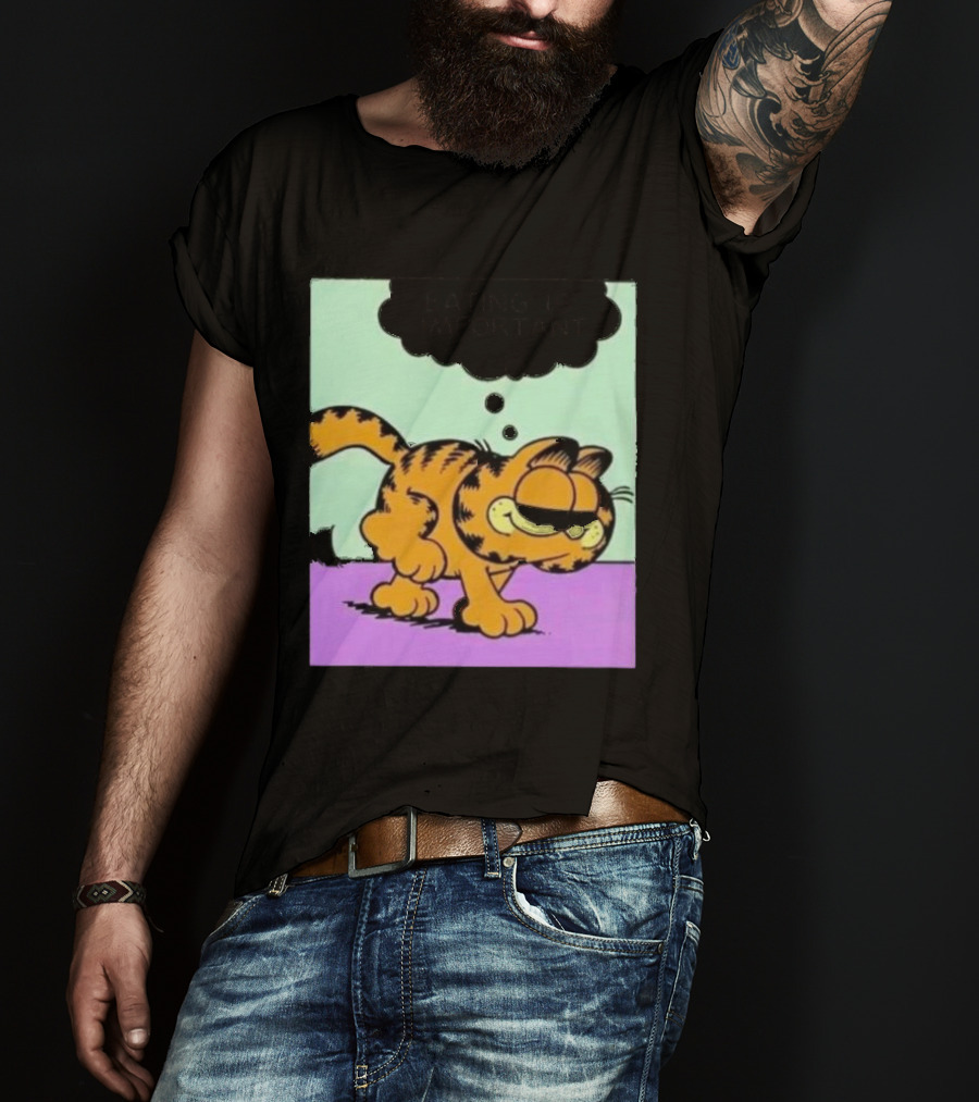 Garfield Eating Is Important Cartoon Character Comic Strip Image T-Shirt