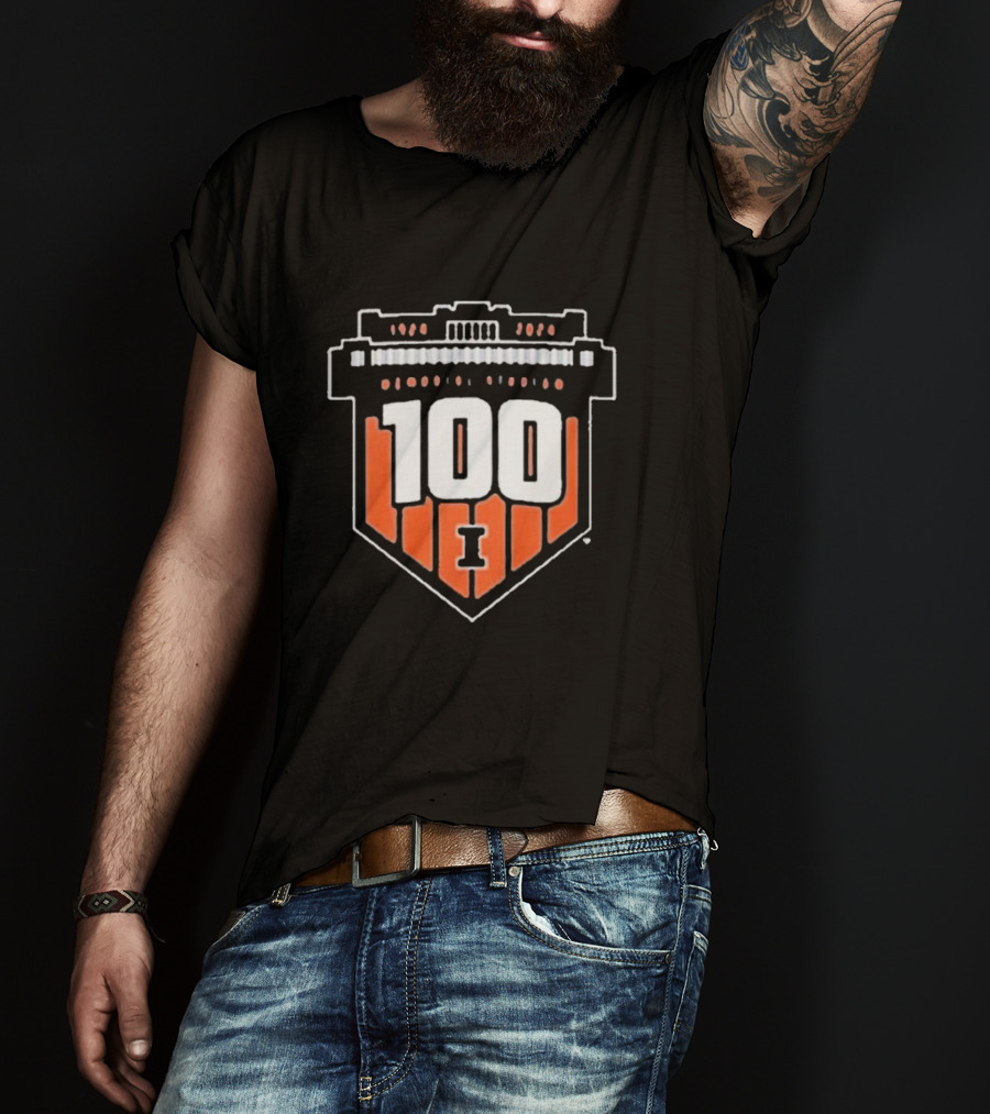 Illinois Fighting Illini 100 Years Memorial Stadium Badge T-Shirt