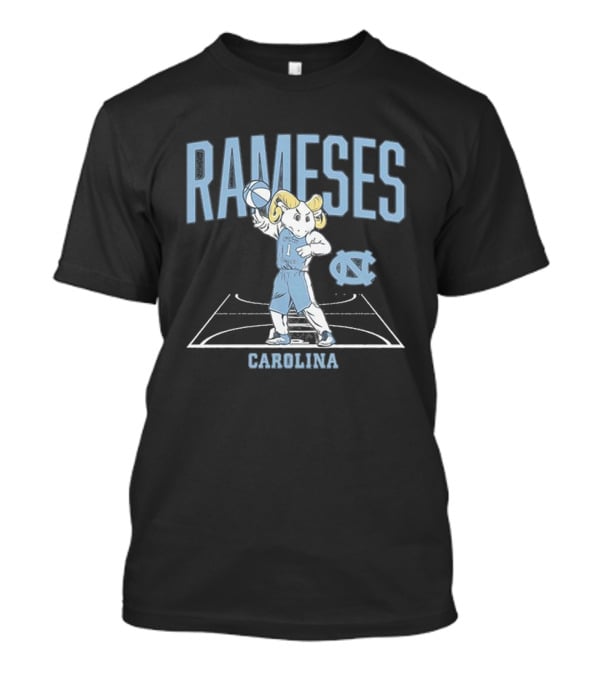 Rameses UNC Basketball Carolina Mascot On Court T-Shirt