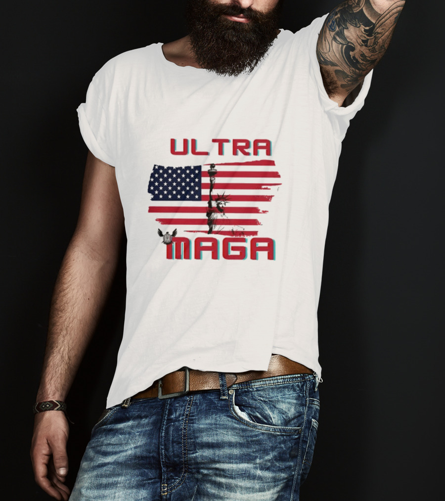 Ultra Maga American Flag With Statue Of Liberty And Eagle T-Shirt