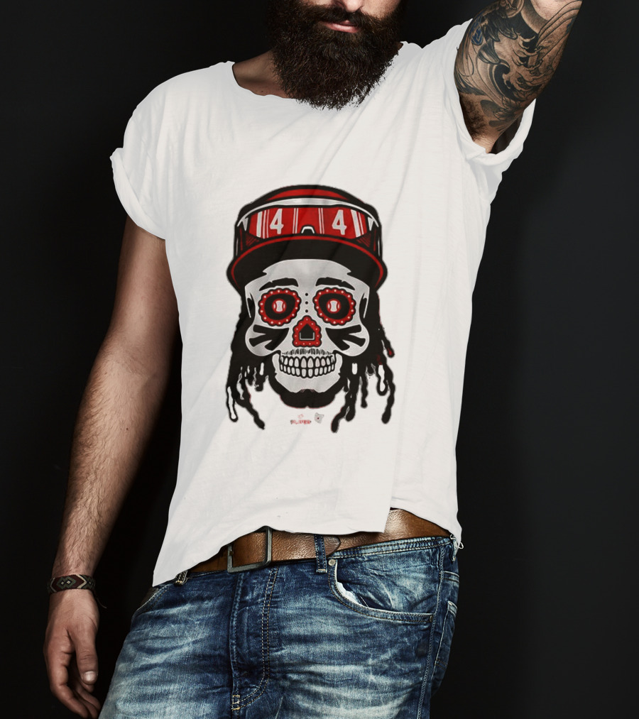 Elly De La Cruz Sugar Skull 44 Red Helmet T-Shirt