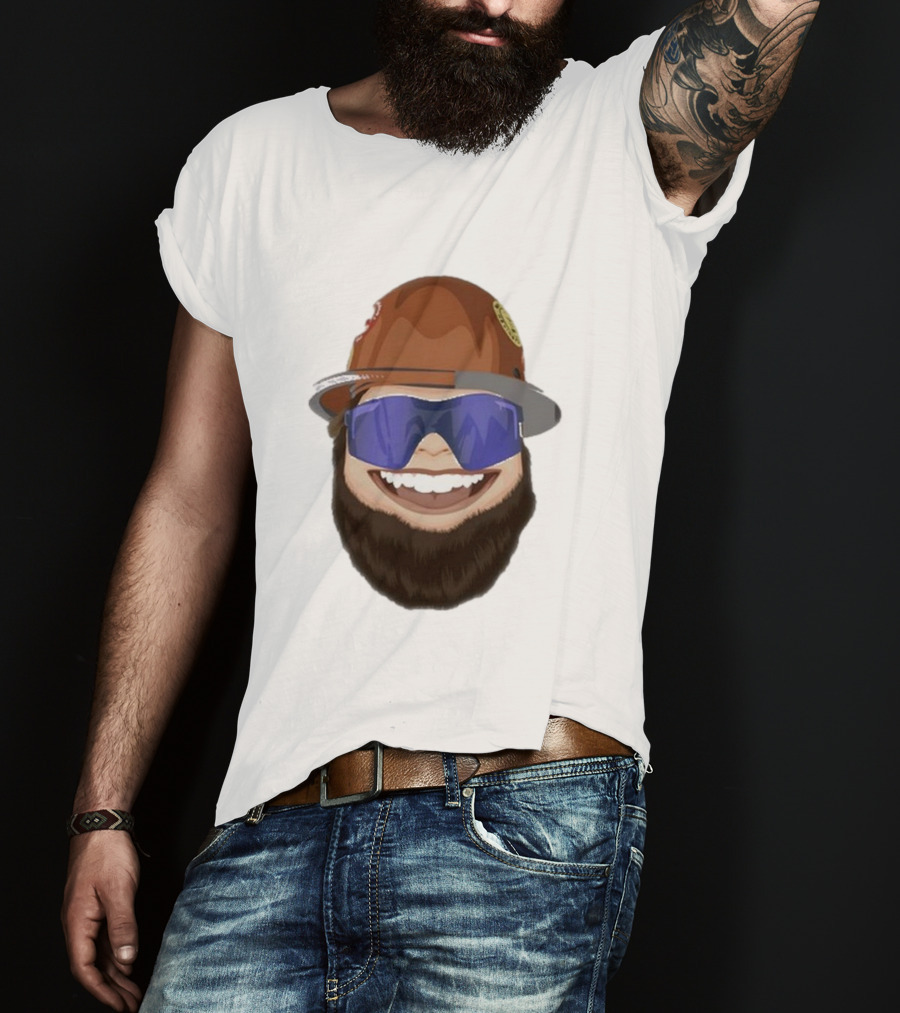 Ricky And The Boss Bearded Smiling Face With Sunglasses And Hard Hat T-Shirt