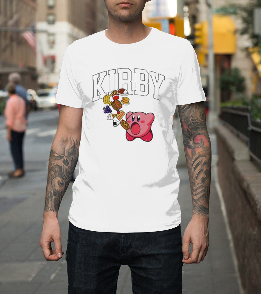 Kirby Eating Burgers and Food Explosion T-Shirt