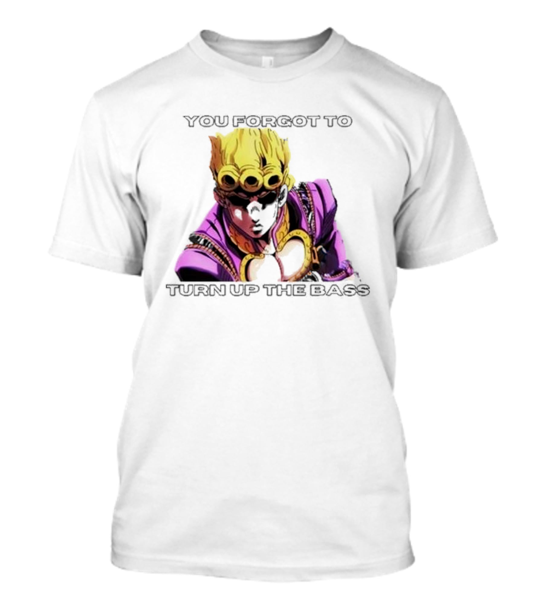 Giorno Giovanna You Forgot To Turn Up The Bass JoJo's Bizarre Adventure Anime Character Vibrant Purple T-Shirt