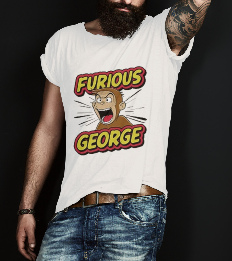 Furious George Monkey Shouting With Bold Comic T-Shirt