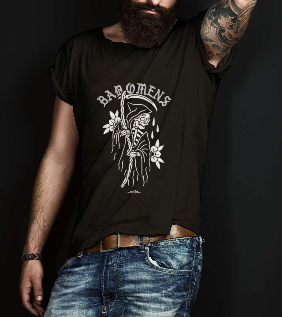 Bad Omens Reaper The Death Of Peace Of Mind Skeleton Cloaked With Flowers T-Shirt