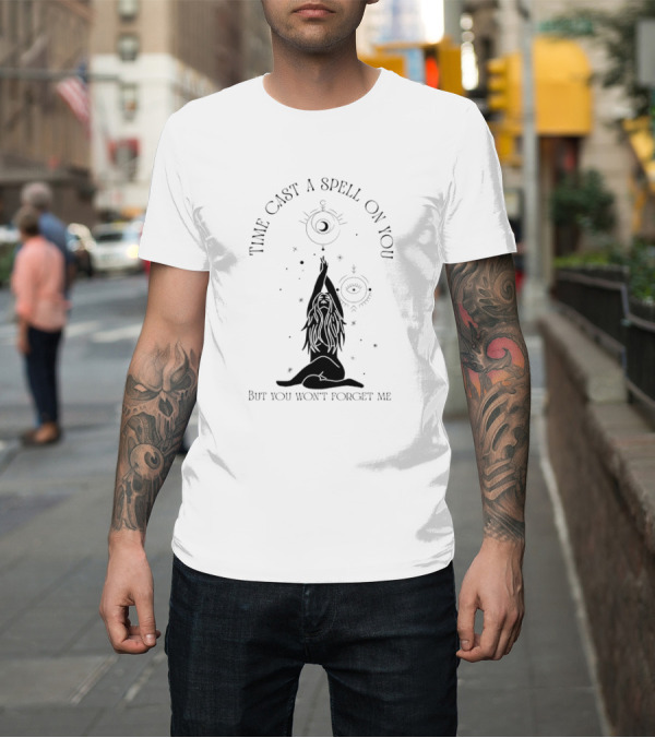 Shirt: Time Cast A Spell On You But You Won’t Forget Me Mystical Yoga Pose with Celestial Symbols T-Shirt Time Cast A Spell On You But You Won’t Forget Me Mystical Yoga Pose with Celestial Symbols T-Shirt