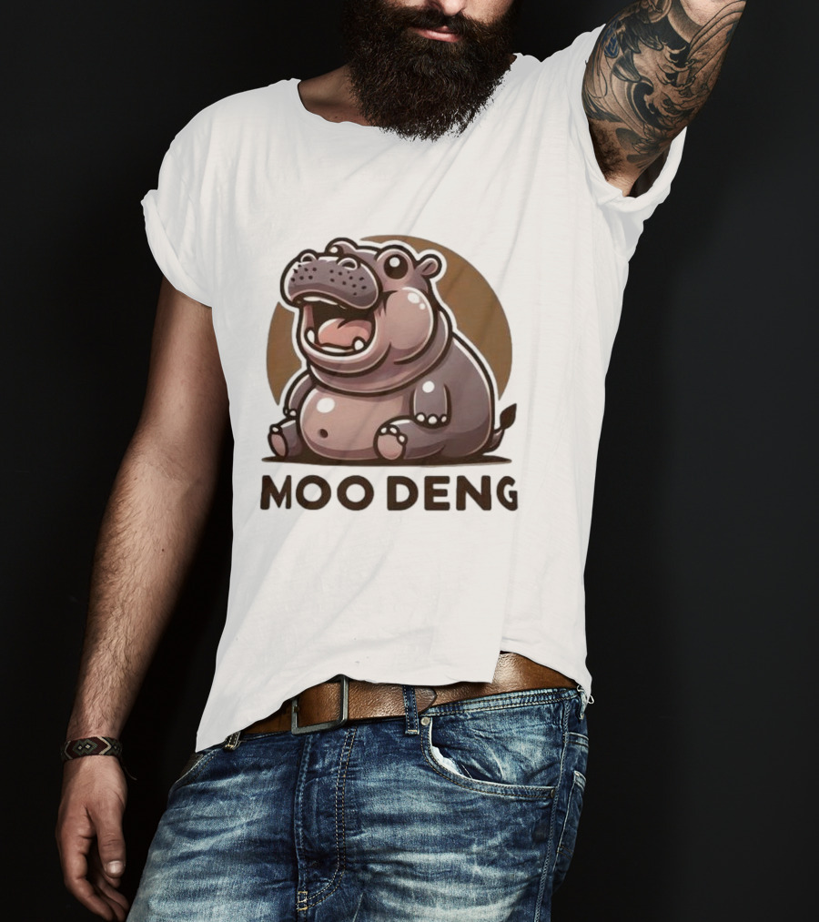 Moo Deng Baby Hippo Fat Cartoon Character T-Shirt