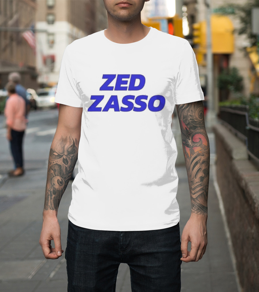 Zed Zasso Rachel Zegler Text Bold Blue Lettering T-Shirt
