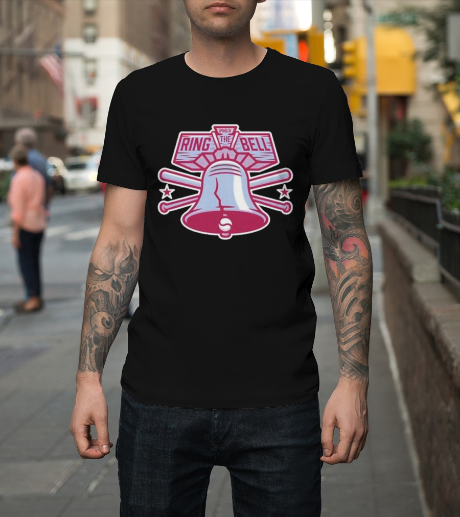 Philly Ring The Bell Baseball Icon With Crossed Bats And Stars T-Shirt