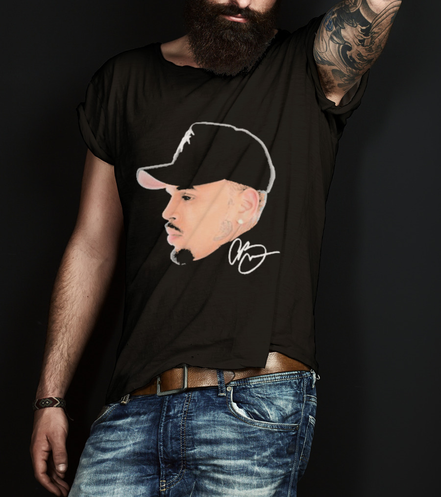20 Years Of Chris Brown Big Head Signature Cap Profile T-Shirt