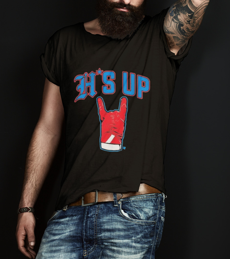 Houston Football H's Up Gesture Red Glove T-Shirt