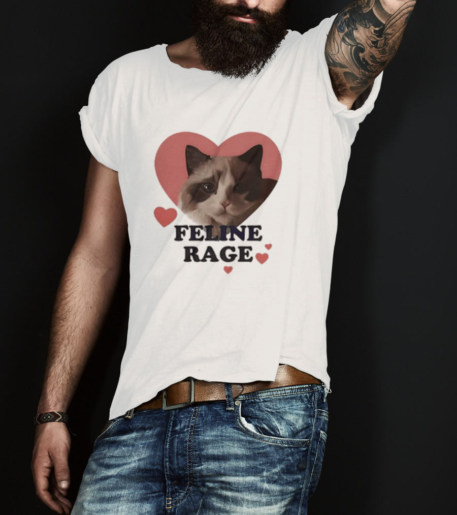 Feline Rage Heart Love Cat T-Shirt