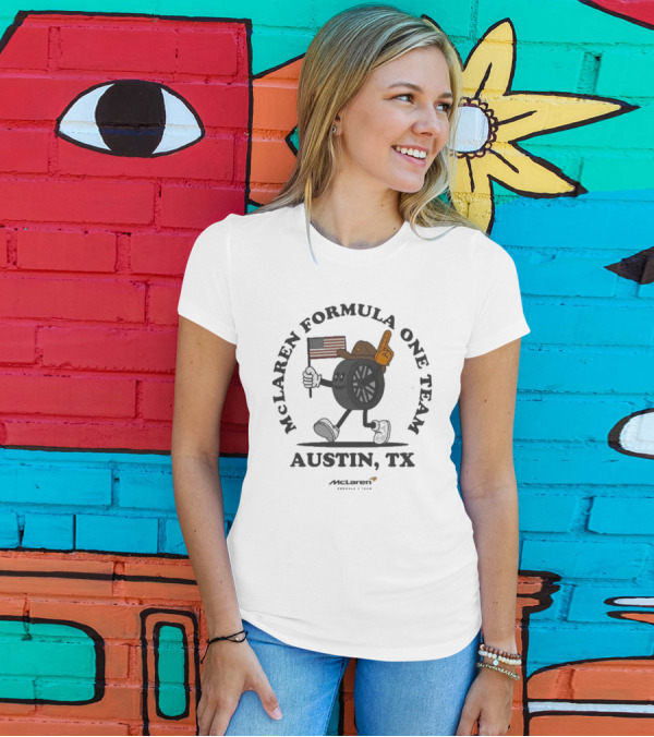 Mclaren Formula One Team Austin TX American Flag Tire Character T-Shirt