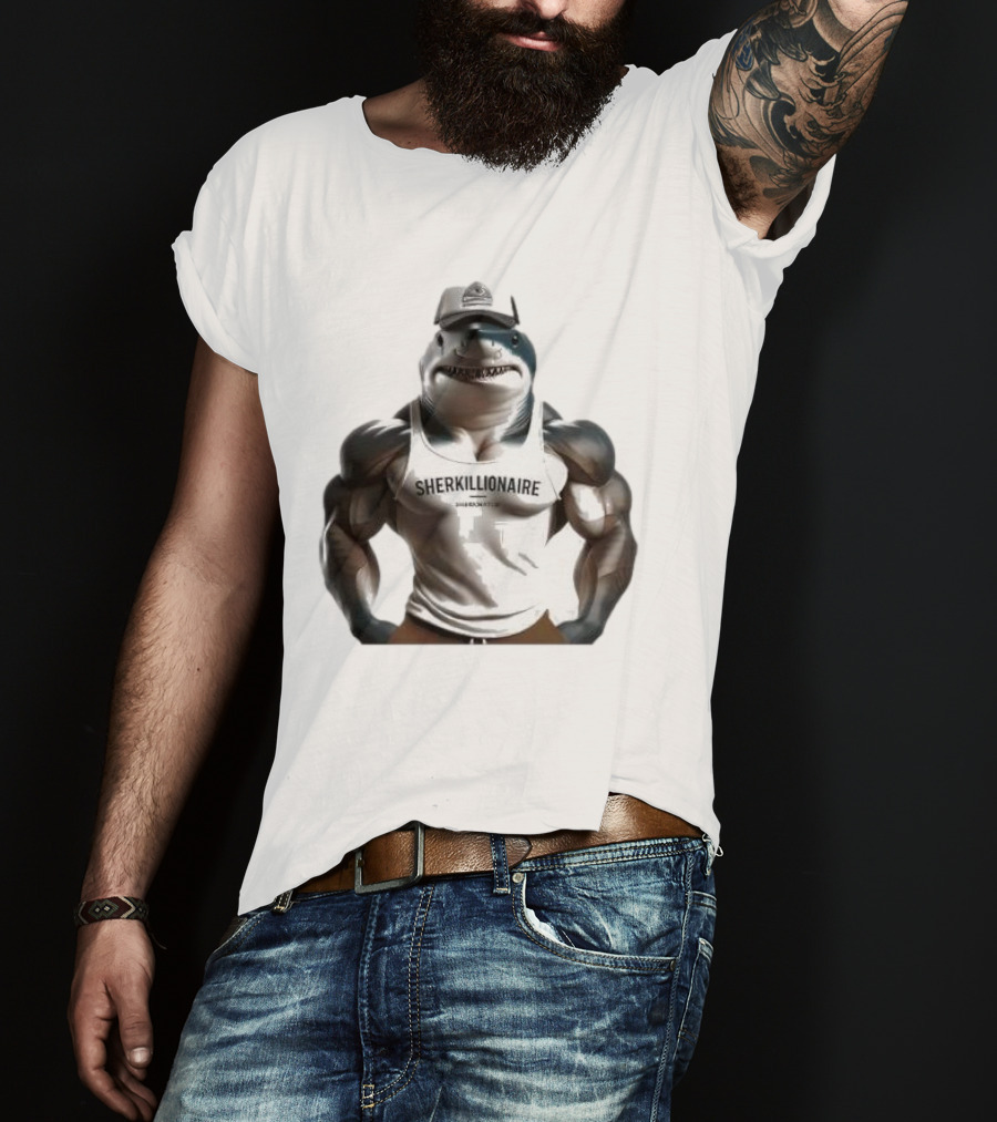 Muscular Shark Sherkillionaire Shirtless Body And Cap T-Shirt