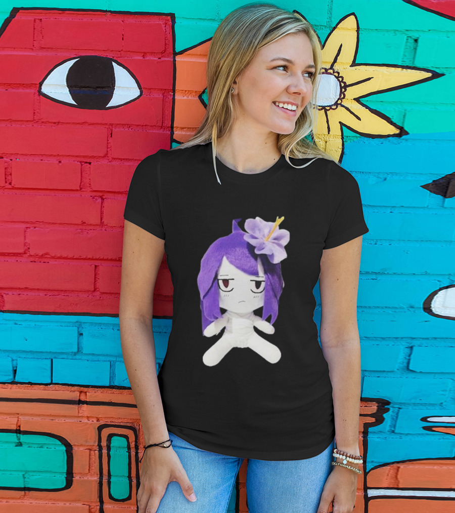 Cynthoni Jvmo Down Right Anime Plush Doll With Purple Hair And Flower T-Shirt