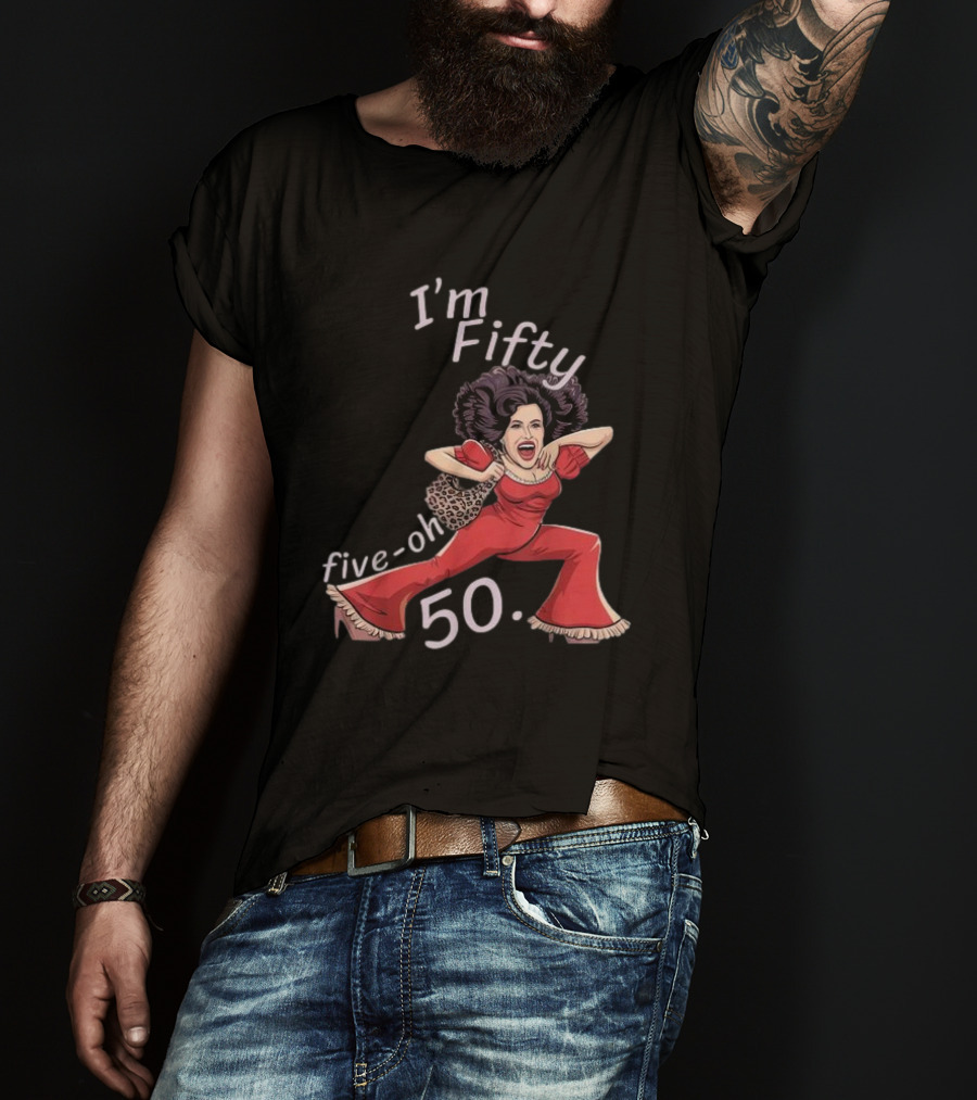 I’m Fifty Five-Oh 50 Leopard Bag Red Outfit Birthday O'Malley Lady T-Shirt