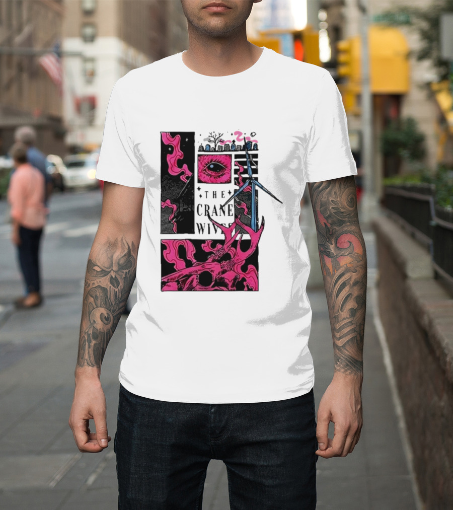 The Crane Wives The Well Pink Skull and Windmill T-Shirt