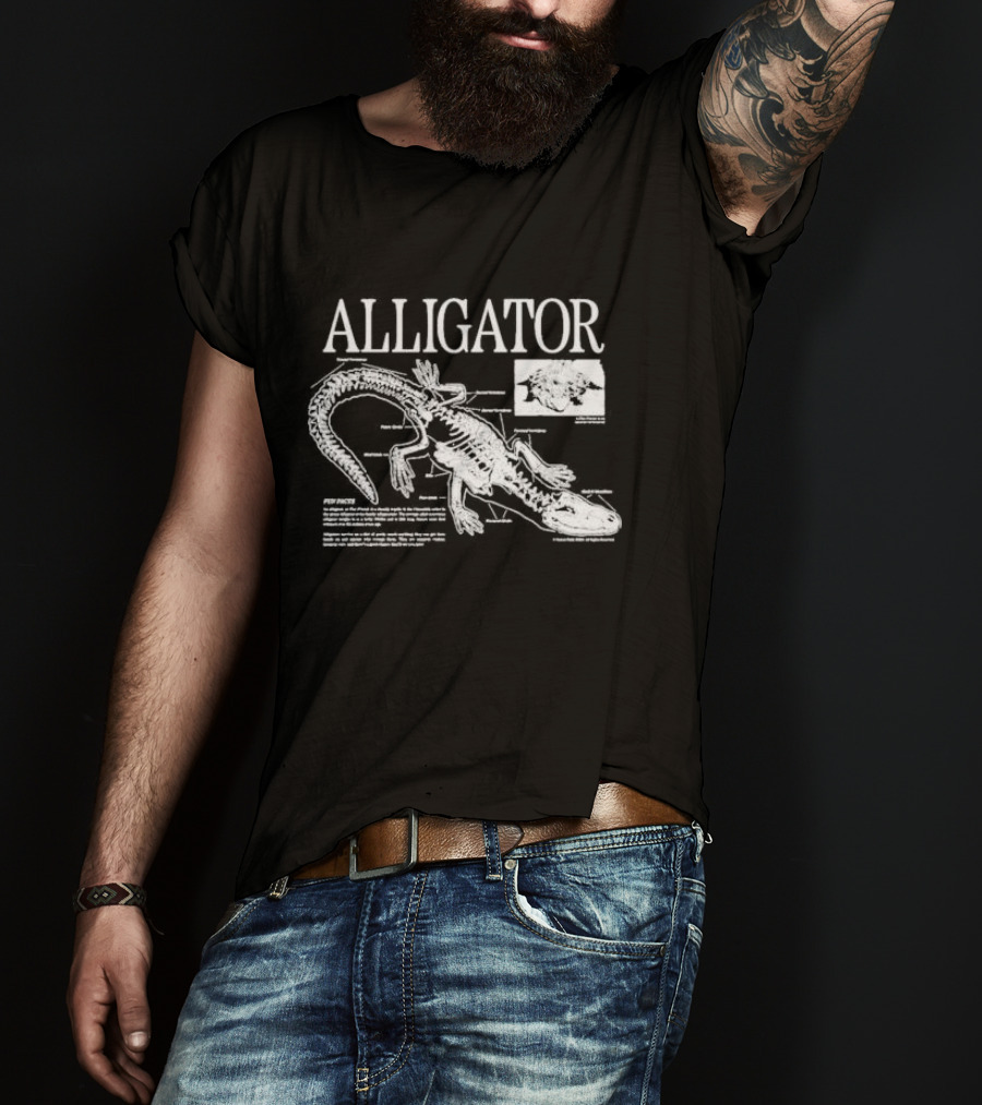 Alligator Skeleton Diagram With Detailed Annotations T-Shirt