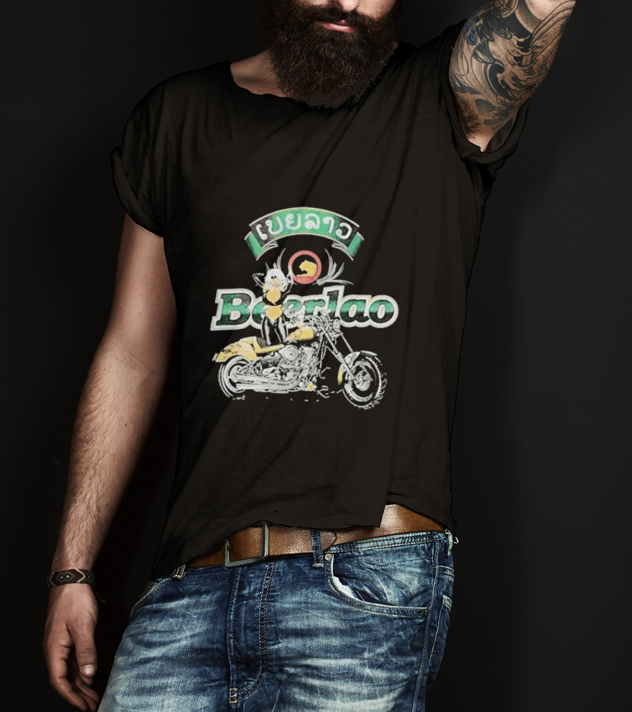 Beer Lao Lager Beerlao Biker Chick Motorcycle T-Shirt