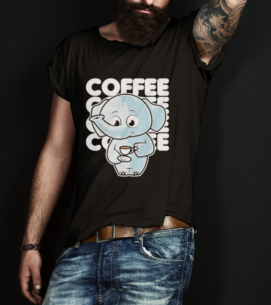 Cute Elephant Coffee Kawaii Neko Anime T-Shirt