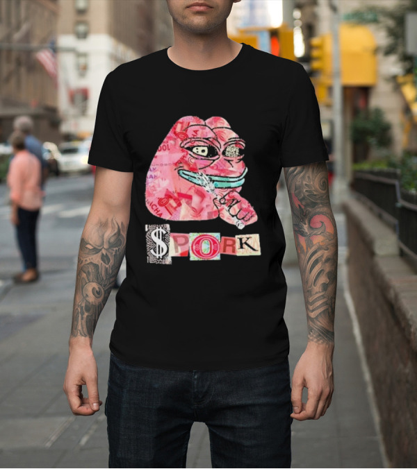 Shirt: Frog Joseph David Colombo $pork Money Collage T-Shirt Frog Joseph David Colombo $pork Money Collage T-Shirt